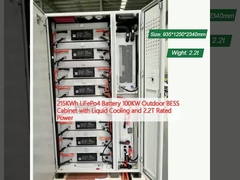 215KWh LiFePo4 pin 100KW ngoài trời BESS Cabinet với làm mát chất lỏng và 2.2T công suất định giá